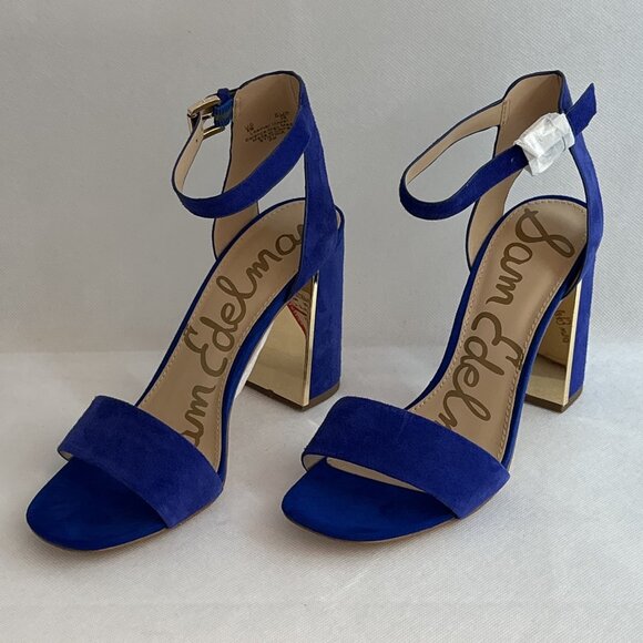 New In Box Sam Edelman Synthia Royal Blue Suede Sandals Size 8 - Picture 4 of 10